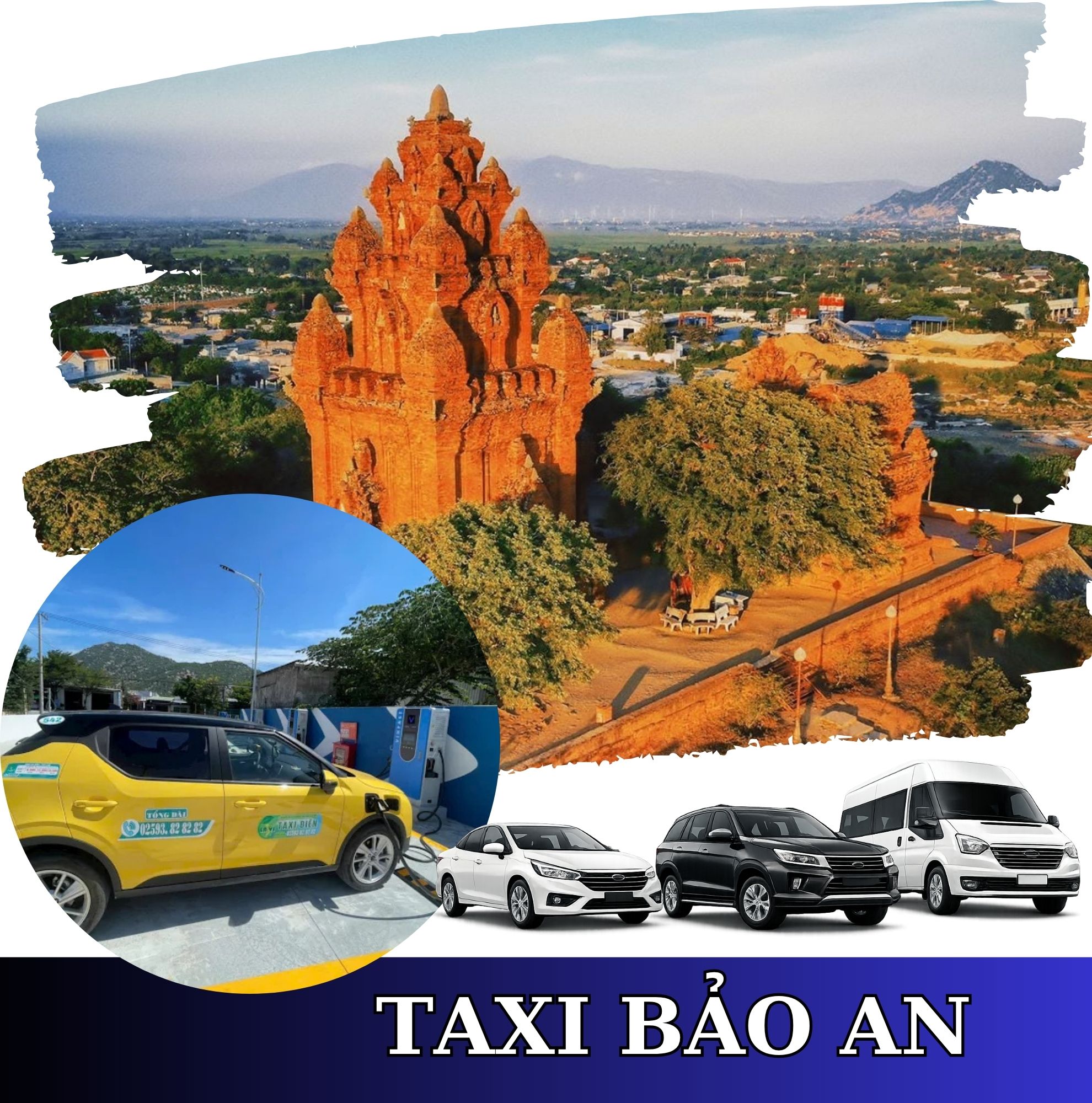 taxi điện Bảo An sẵn sàng đón khách ở ga Tháp Chàm